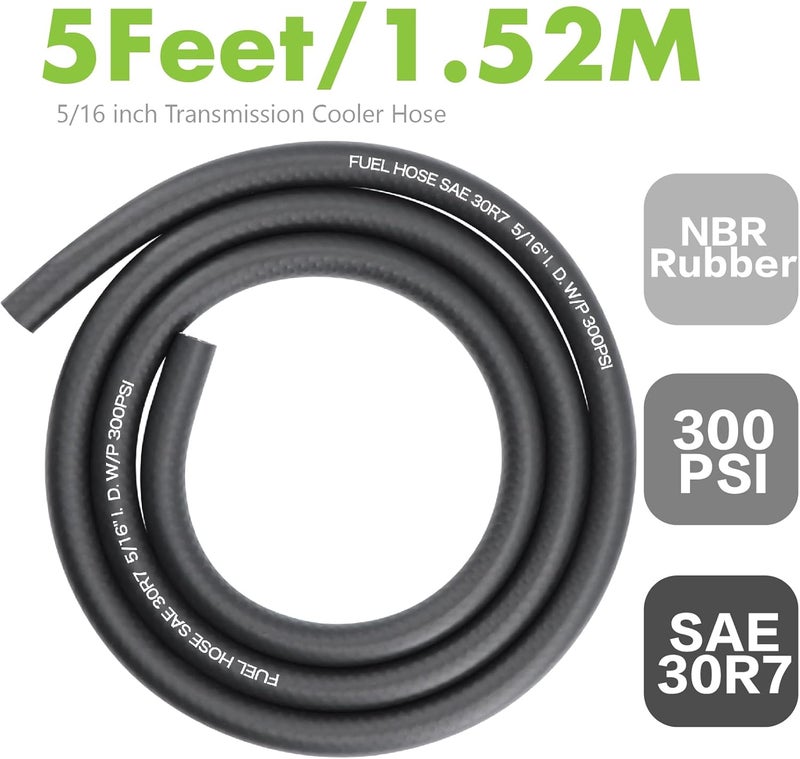Jeemiter 5/16" ID Fuel Line Hose 5FT - SAE 30R7 Replacement Kit with 10 Clamps - Short Length for Lawn Mower, Generator, UTV, Automotive Fuel & Oil Lines - Image 3